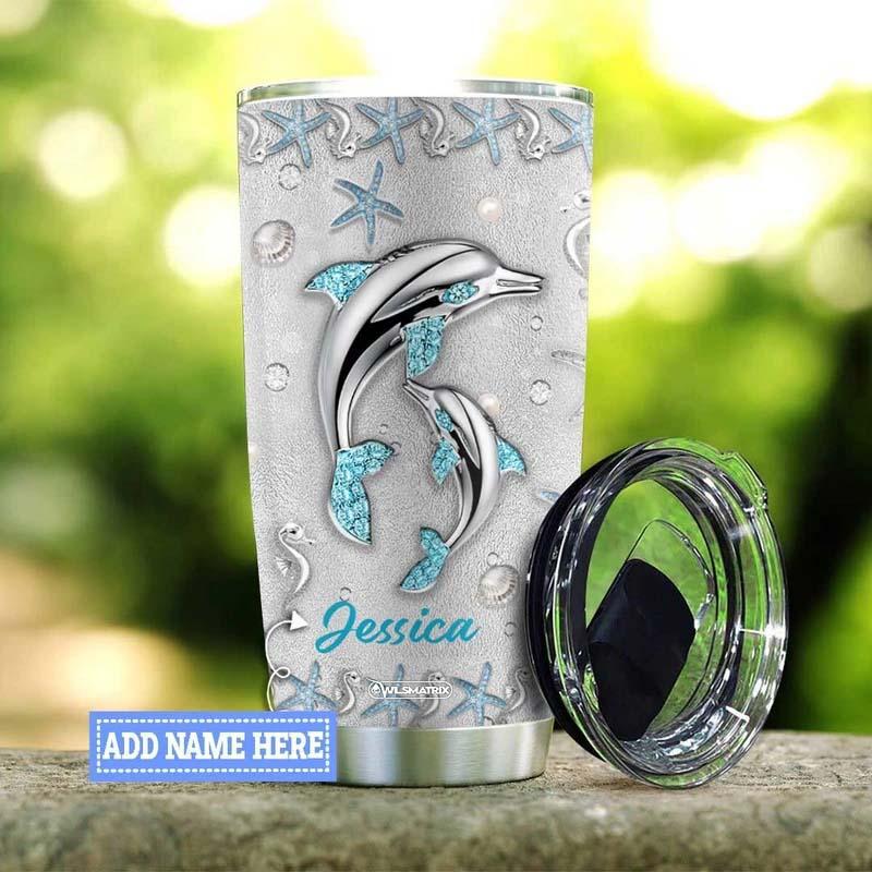 Dolphin Mother And Daughter Personalized 20 Oz Tumbler For Hot Cold Drinks And Travel