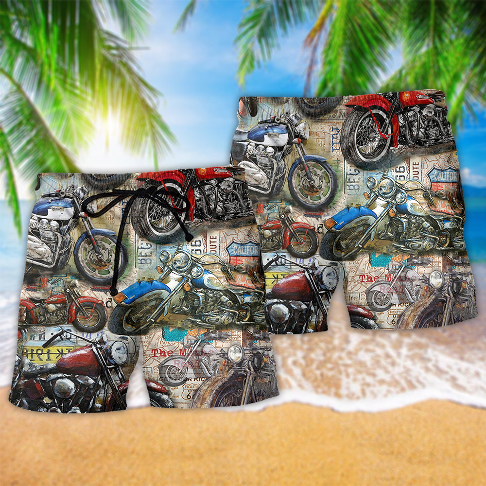 Vintage Motorcycle Life Style - Beach Short