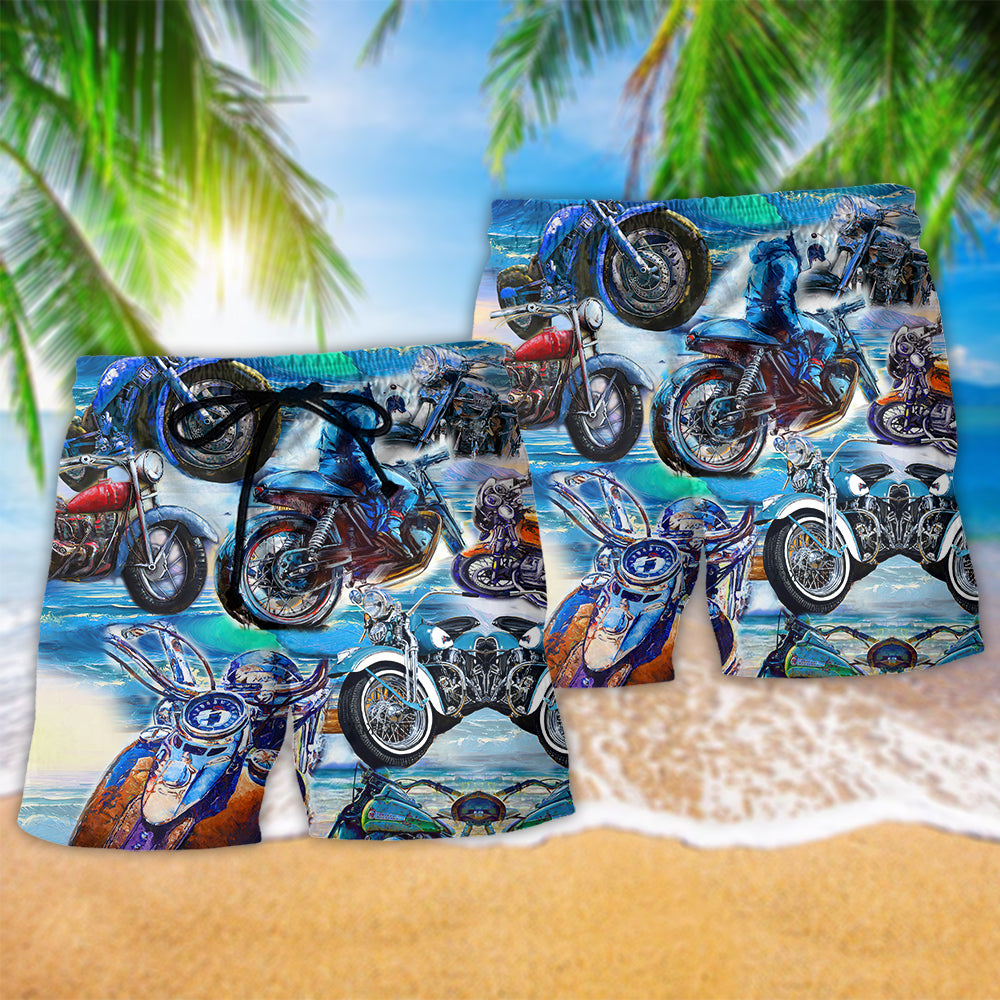 Motorcycle Ride To The Beach Adventure Art – Beach Short