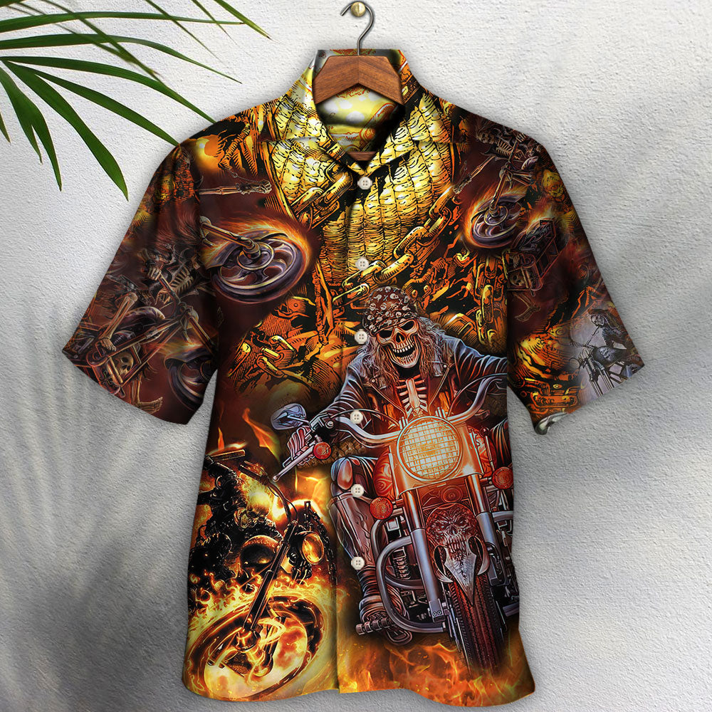 Skull Motorcycle Racing Fire Speed Style - Hawaiian Shirt
