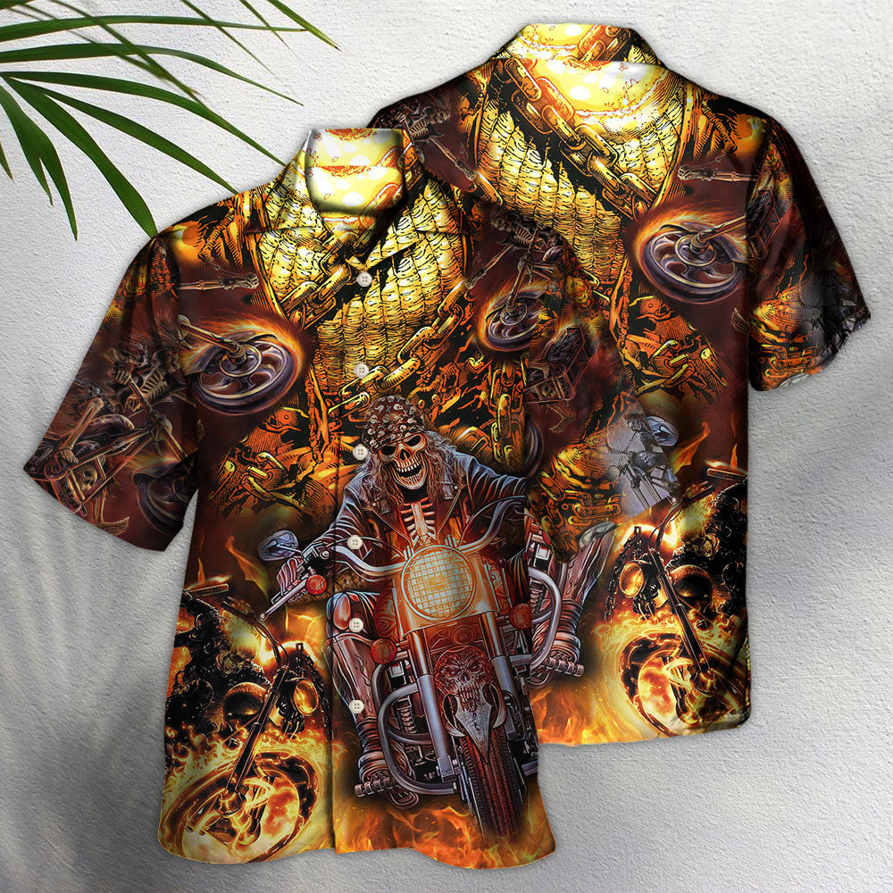 Skull Motorcycle Racing Fire Speed Style - Hawaiian Shirt
