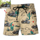 Motorcycle Trials Cactus Desert Custom Photo – Beach Short
