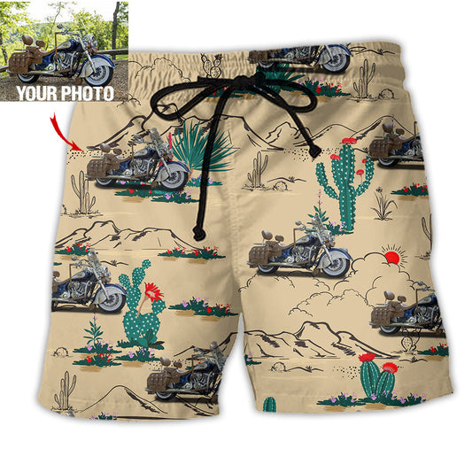 Motorcycle Trials Cactus Desert Custom Photo – Beach Short