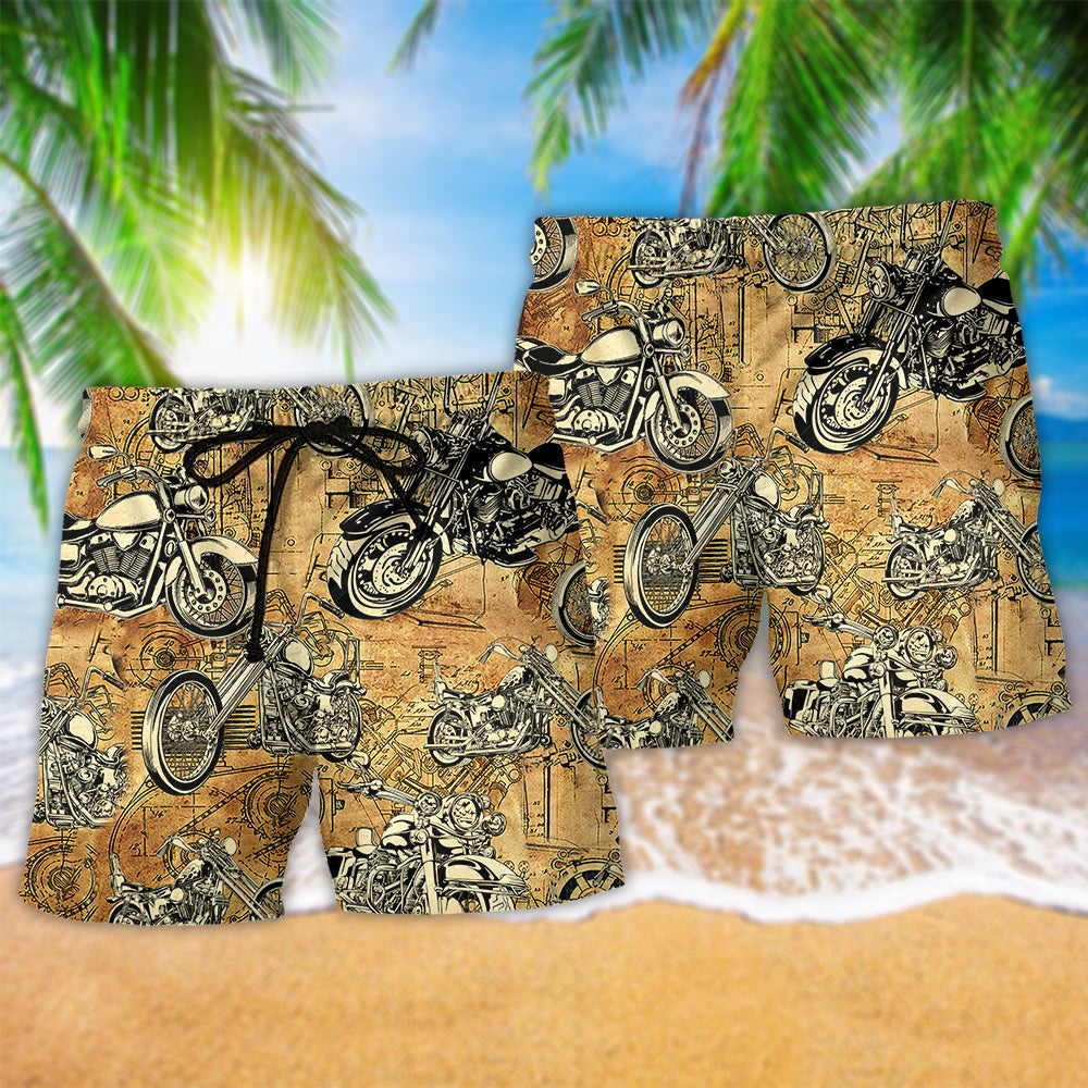 Motorcycle Vintage Rider Art – Beach Short
