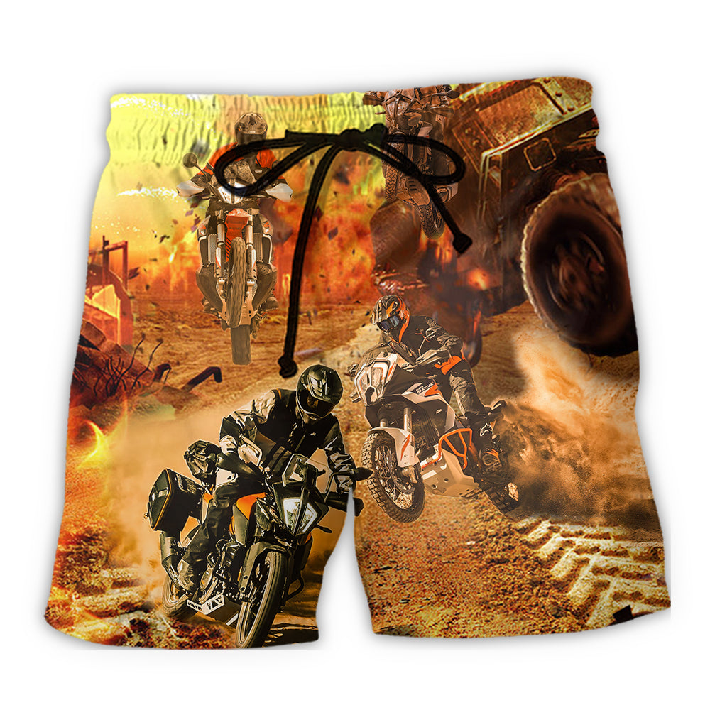 Beach Short / Adults / S Motorcycle Cool Road - Beach Short - BEAS02QAN060522 - Owls Matrix LTD
