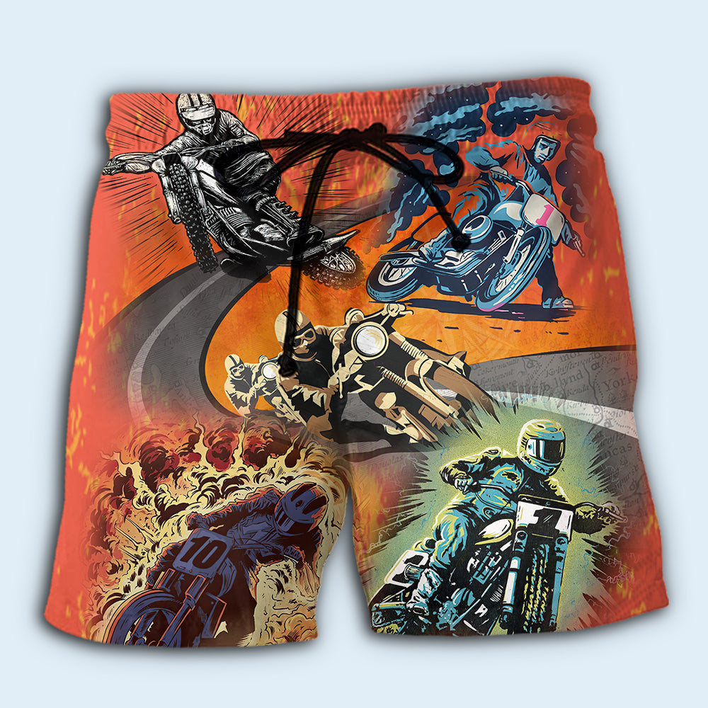Motorcycle Fire Orange Cool Life – Beach Short