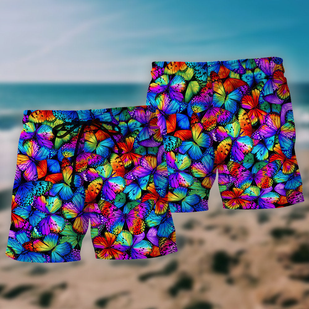 Butterfly Multi Bright Color - Beach Short