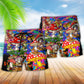 Mushroom Happy Together Hippie Colorful - Beach Short - Owls Matrix LTD