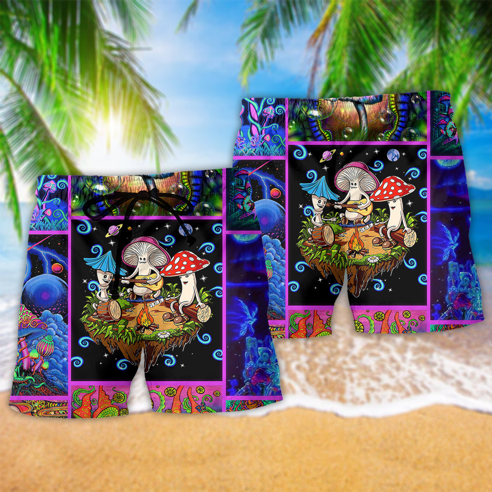 Forest Mushroom Soul Searching Quote Art – Beach Short