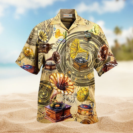 Music All About Gramophone Vinyl Records Limited Edition – Hawaiian Shirt