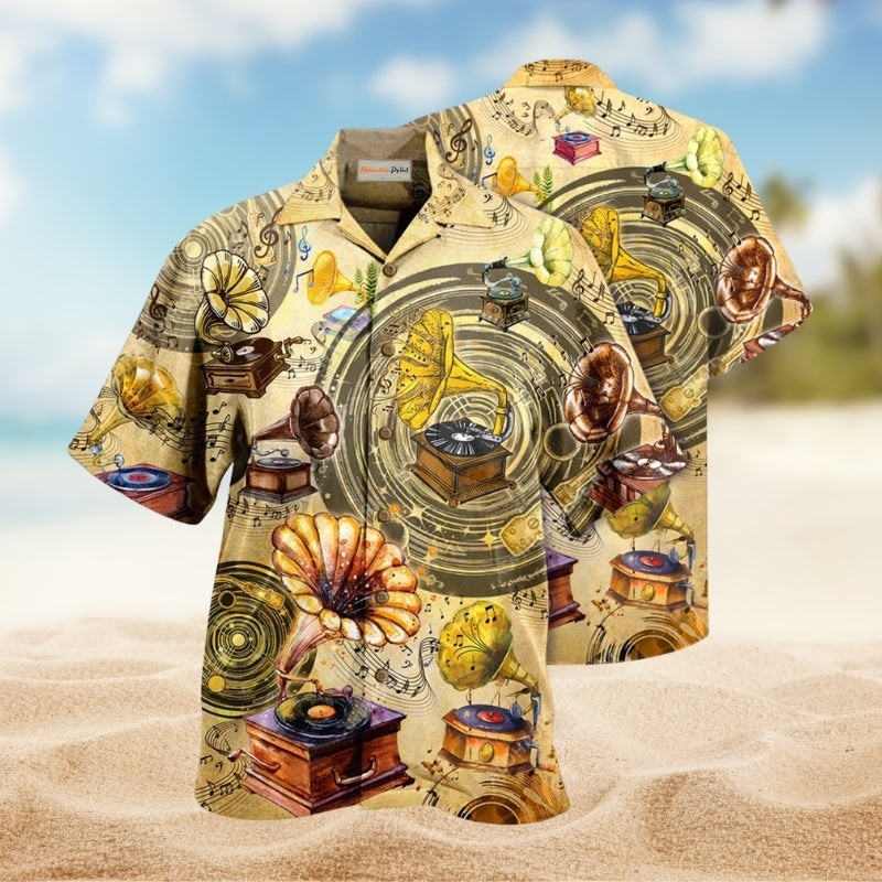 Music All About Gramophone Vinyl Records Limited Edition – Hawaiian Shirt