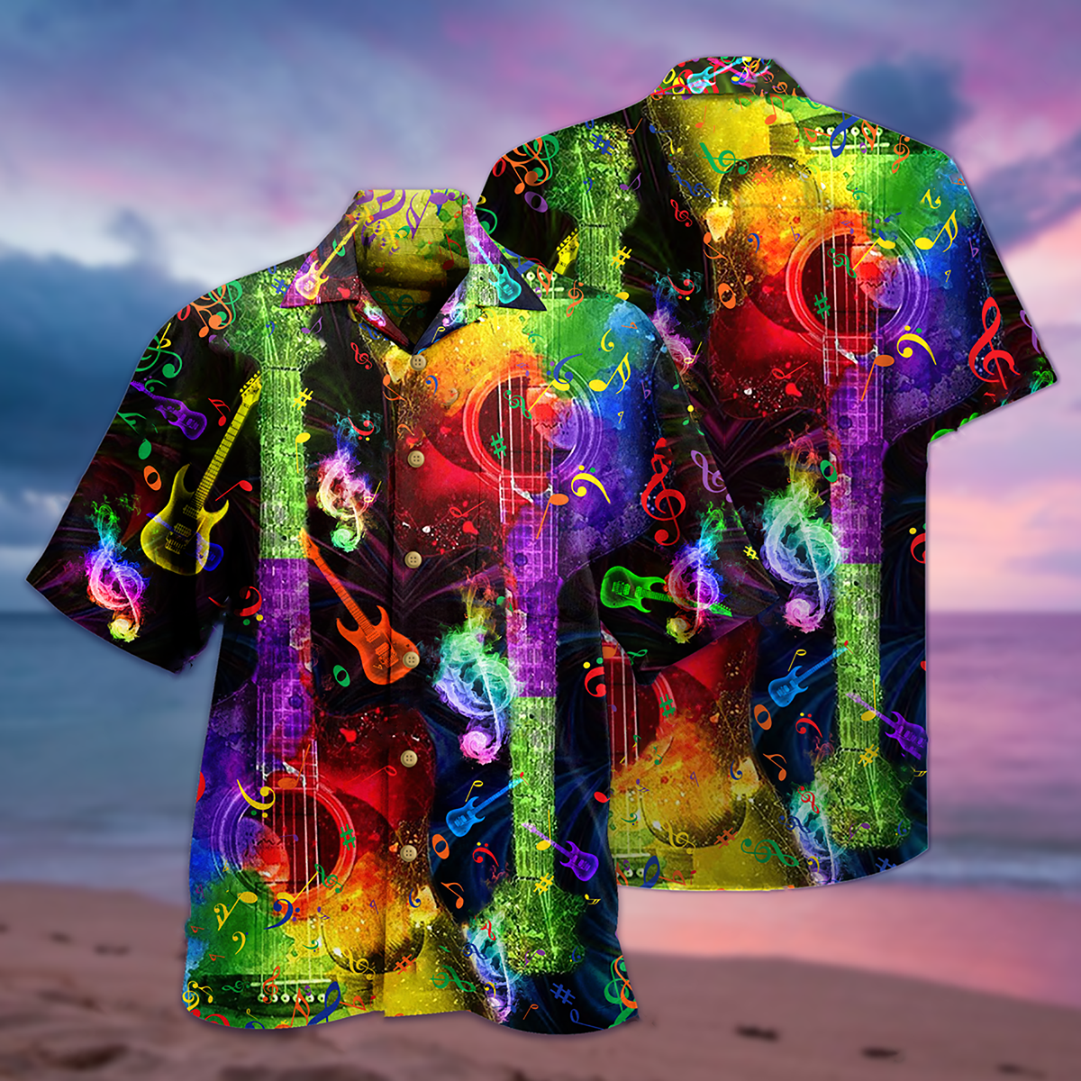 Amazing Guitar Music Rainbow Style - Hawaiian Shirt
