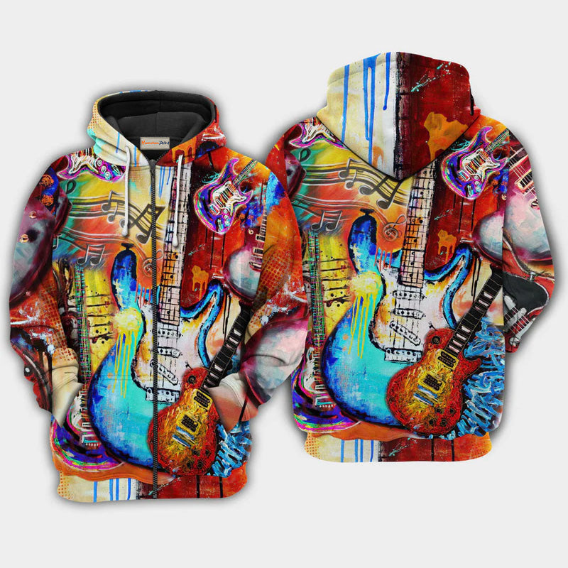 Music Guitar Go Where Quote Art – 3D Hoodie