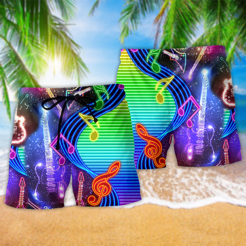 Guitar Neon Light Music – Beach Short