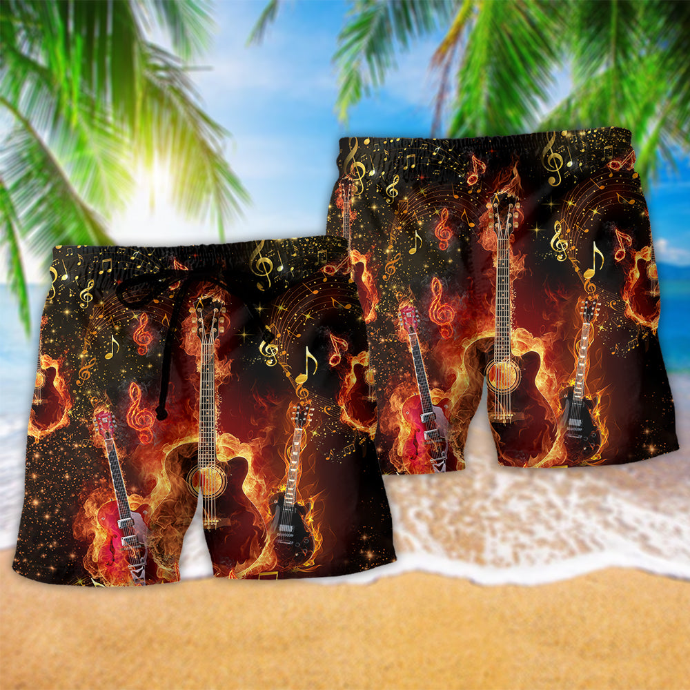 Guitar Music Flaming Red – Beach Short