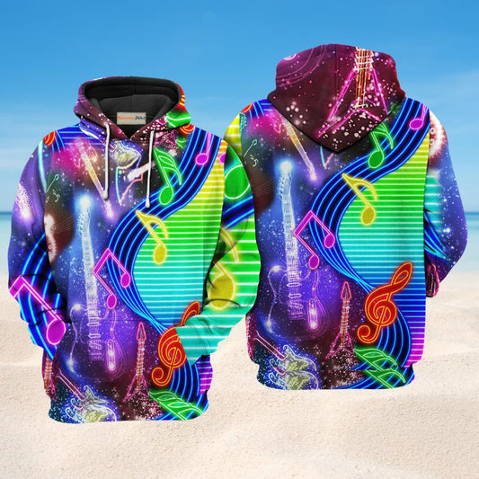 Music Love Light Neon Art – 3D Hoodie