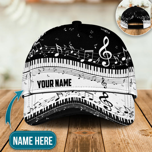 Music Piano Black And White Style Personalized – Classic Cap