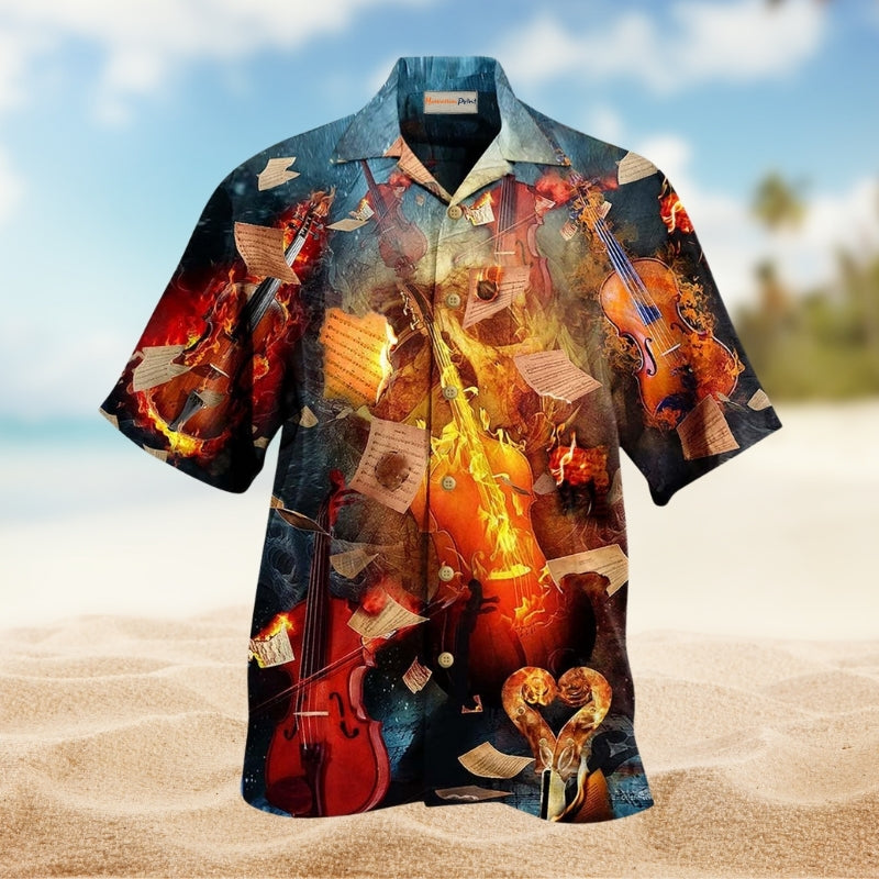 Music Violin Fire Burn Limited Edition – Hawaiian Shirt