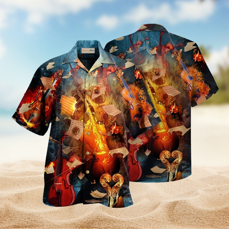 Music Violin Fire Burn Limited Edition – Hawaiian Shirt