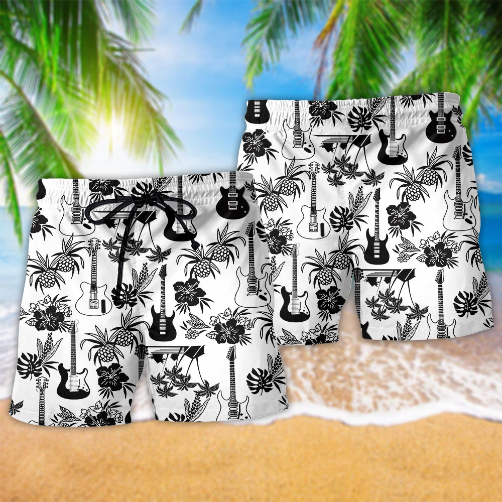 Electric Guitar Black And White – Beach Short