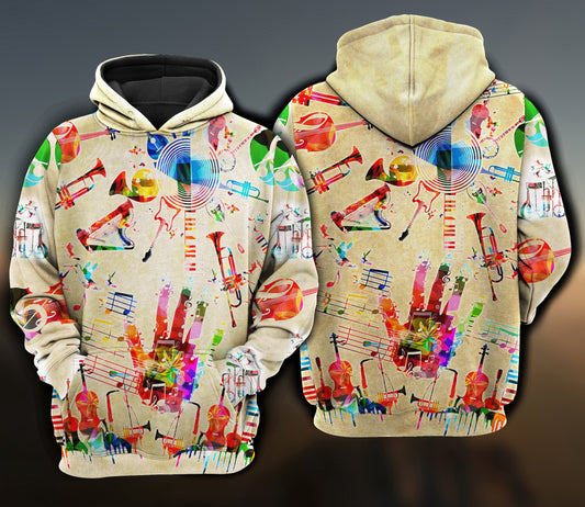 Music Instrument Style Art – 3D Hoodie