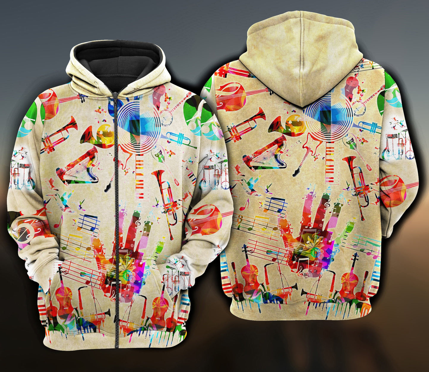 Music Instrument Style Art – 3D Hoodie