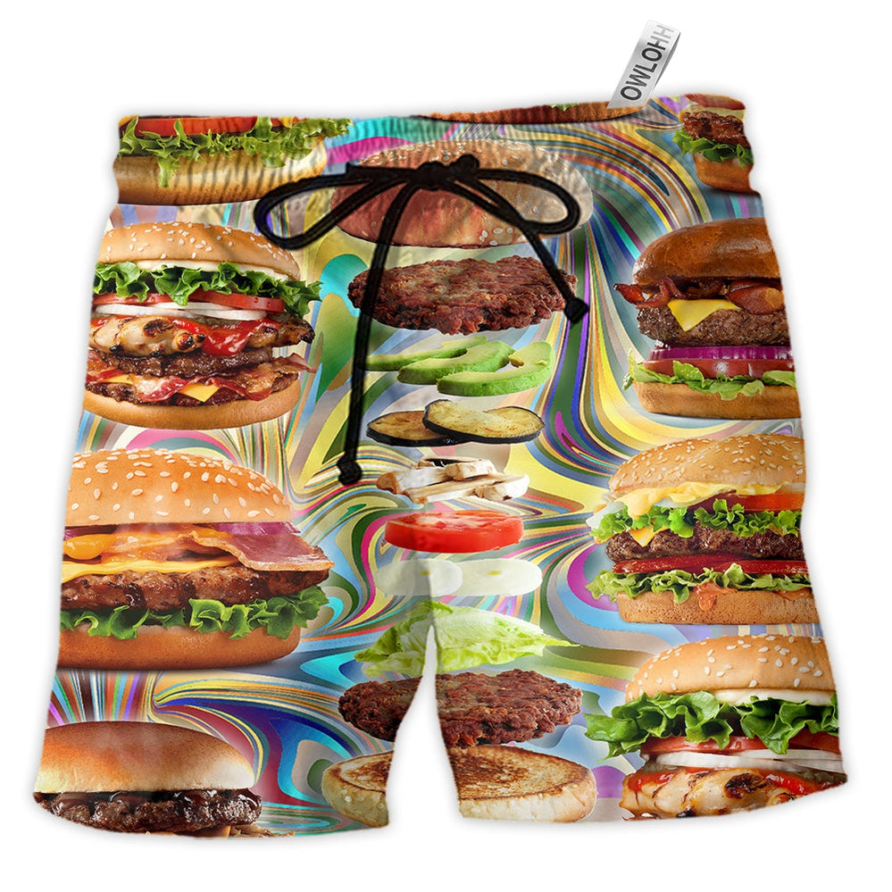 Beach Short / Adults / S My Love Is For Hamburger - Beach Short - Owls Matrix LTD