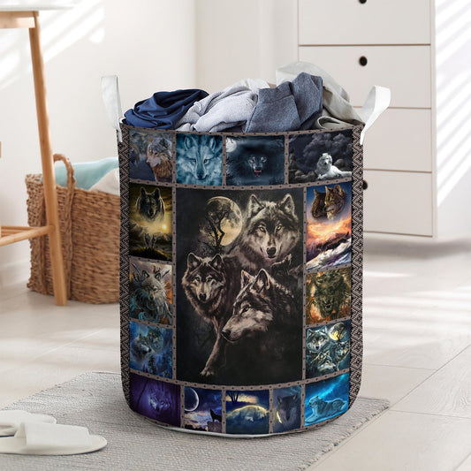 Mystical wolf play dark - Laundry basket - LAUB04LIN280222-Owls Matrix