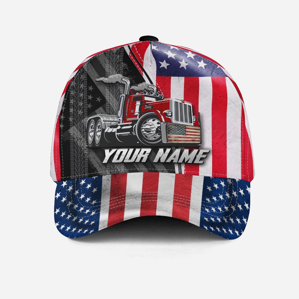 Custom Truck Driver American Flag Personalized Name – Classic Cap