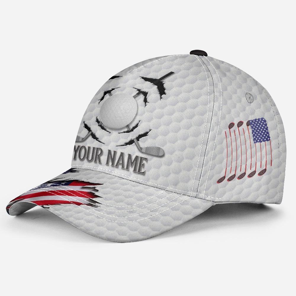 Custom Golf Crack American Flag Personalized Name – Classic Cap