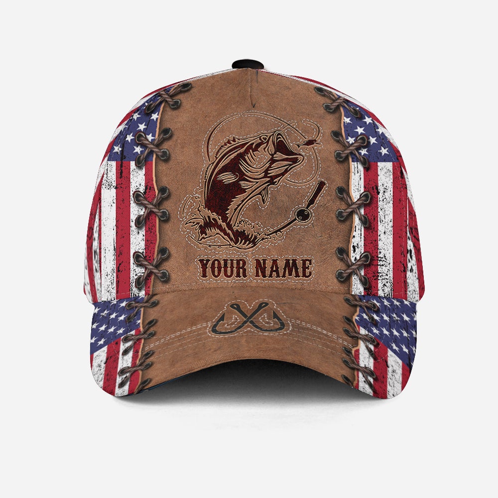 Custom Fishing Leather Pattern American Classic Cap Personalized Name-Owls Matrix