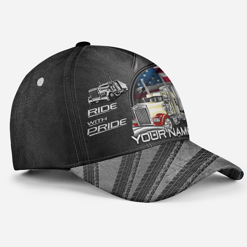 Custom Trucker Ride With Pride Personalized Name – Classic Cap