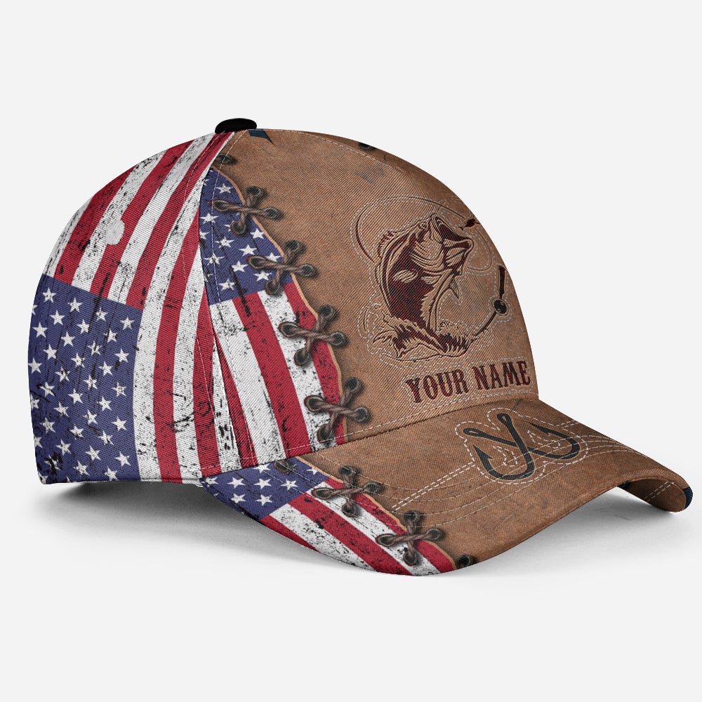 Custom Fishing Leather Pattern American Classic Cap Personalized Name-Owls Matrix
