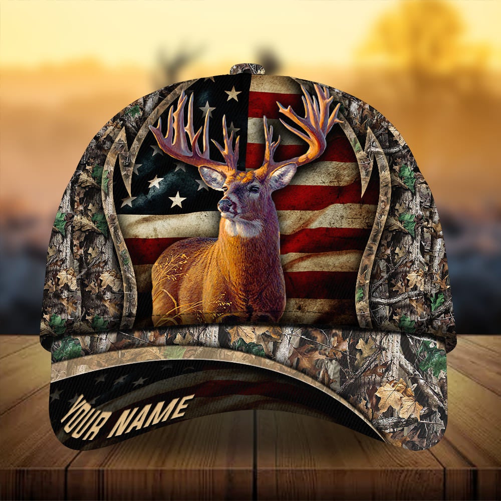Premium Flag Deer Arc Hunting Personalized – Classic Cap