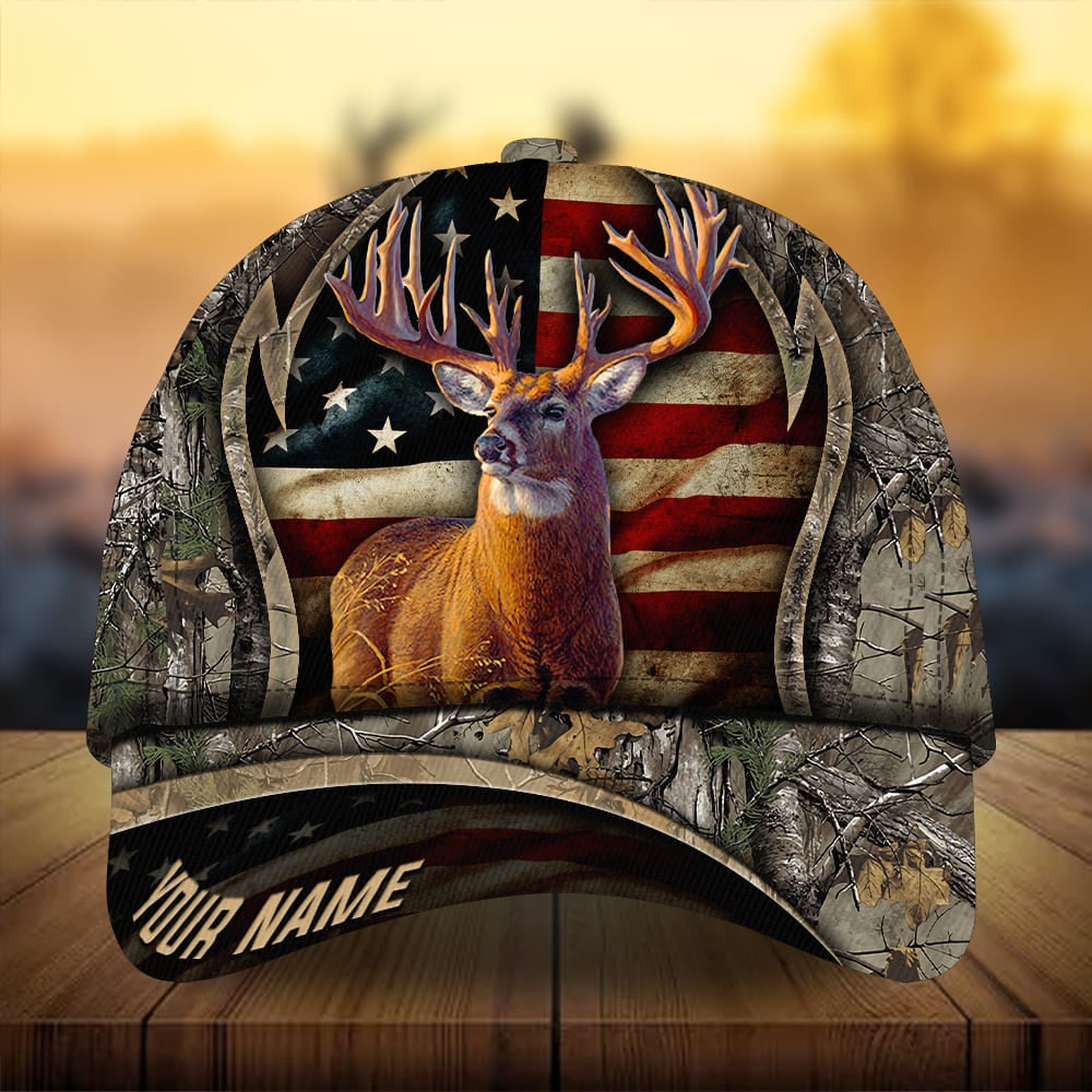 Premium Flag Deer Arc Hunting Personalized – Classic Cap