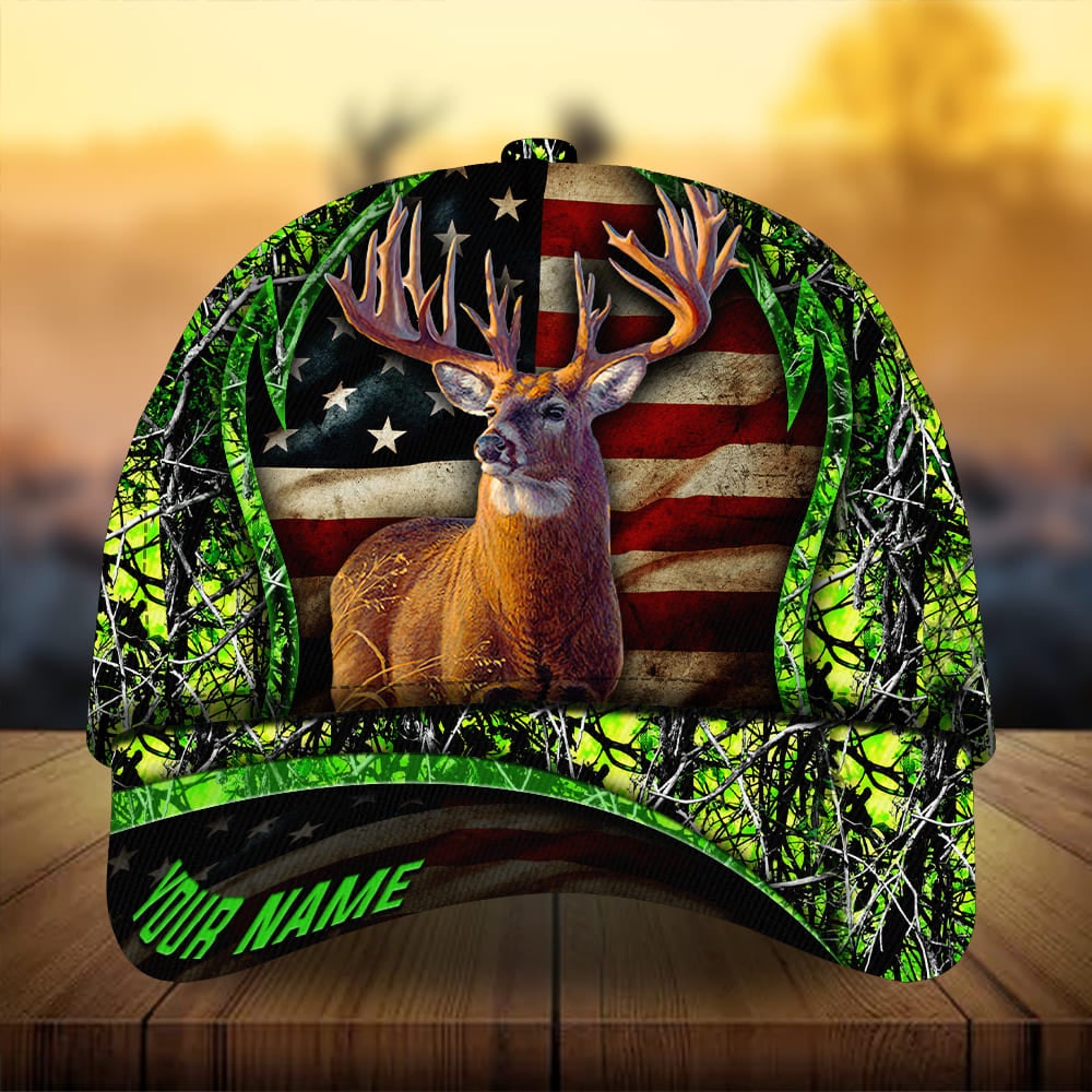Premium Flag Deer Arc Hunting Personalized – Classic Cap