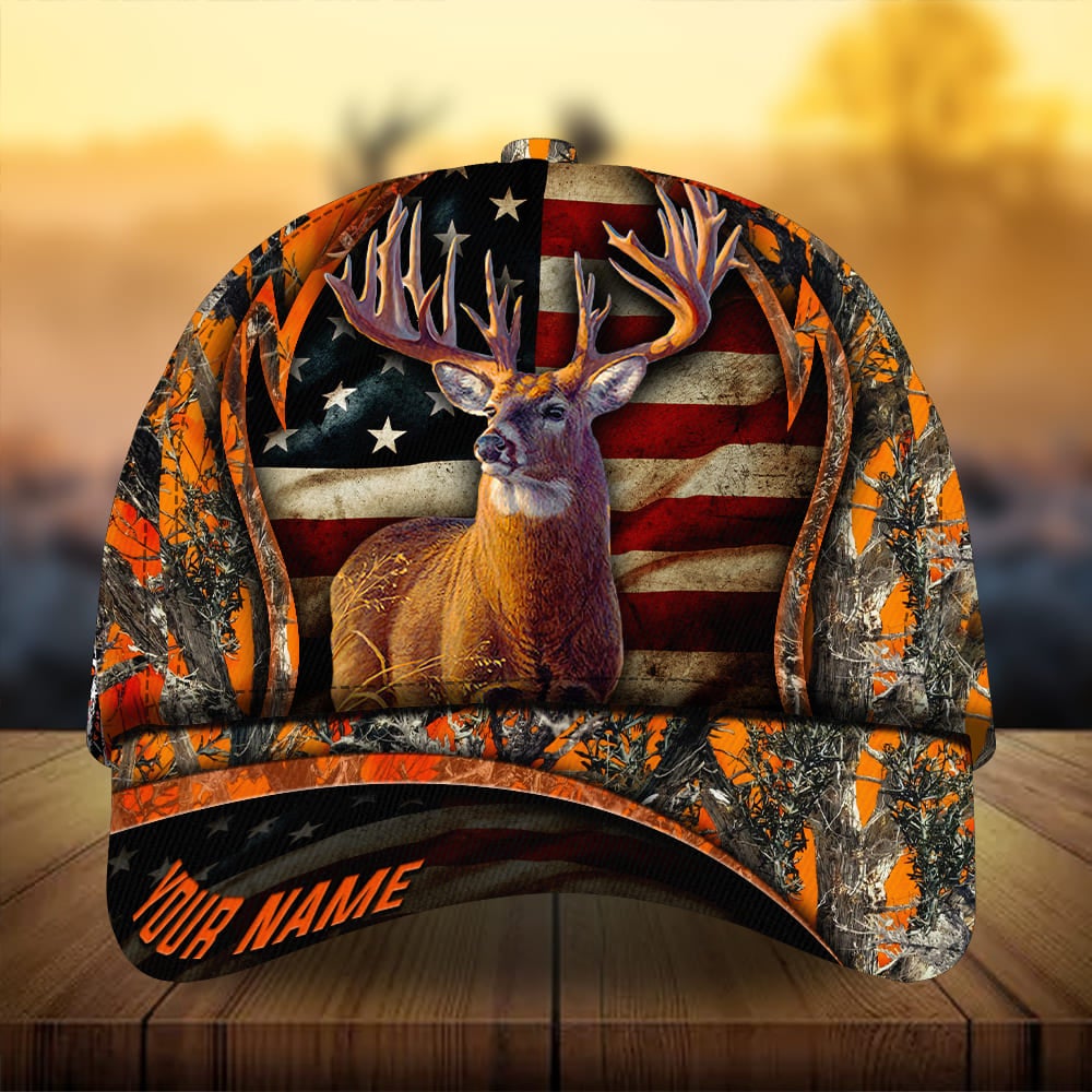 Premium Flag Deer Arc Hunting Personalized – Classic Cap