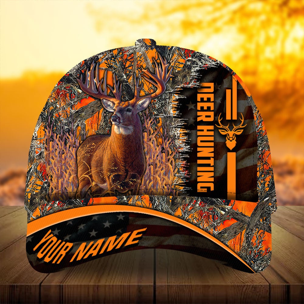Deer Hunting Flag Theme Personalized Gift – Classic Cap