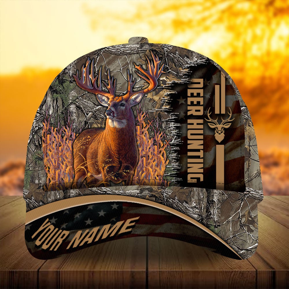 Deer Hunting Flag Theme Personalized Gift – Classic Cap