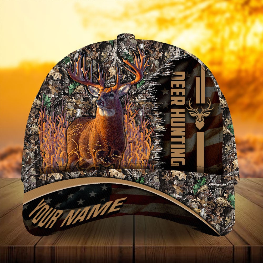 Deer Hunting Flag Theme Personalized Gift – Classic Cap