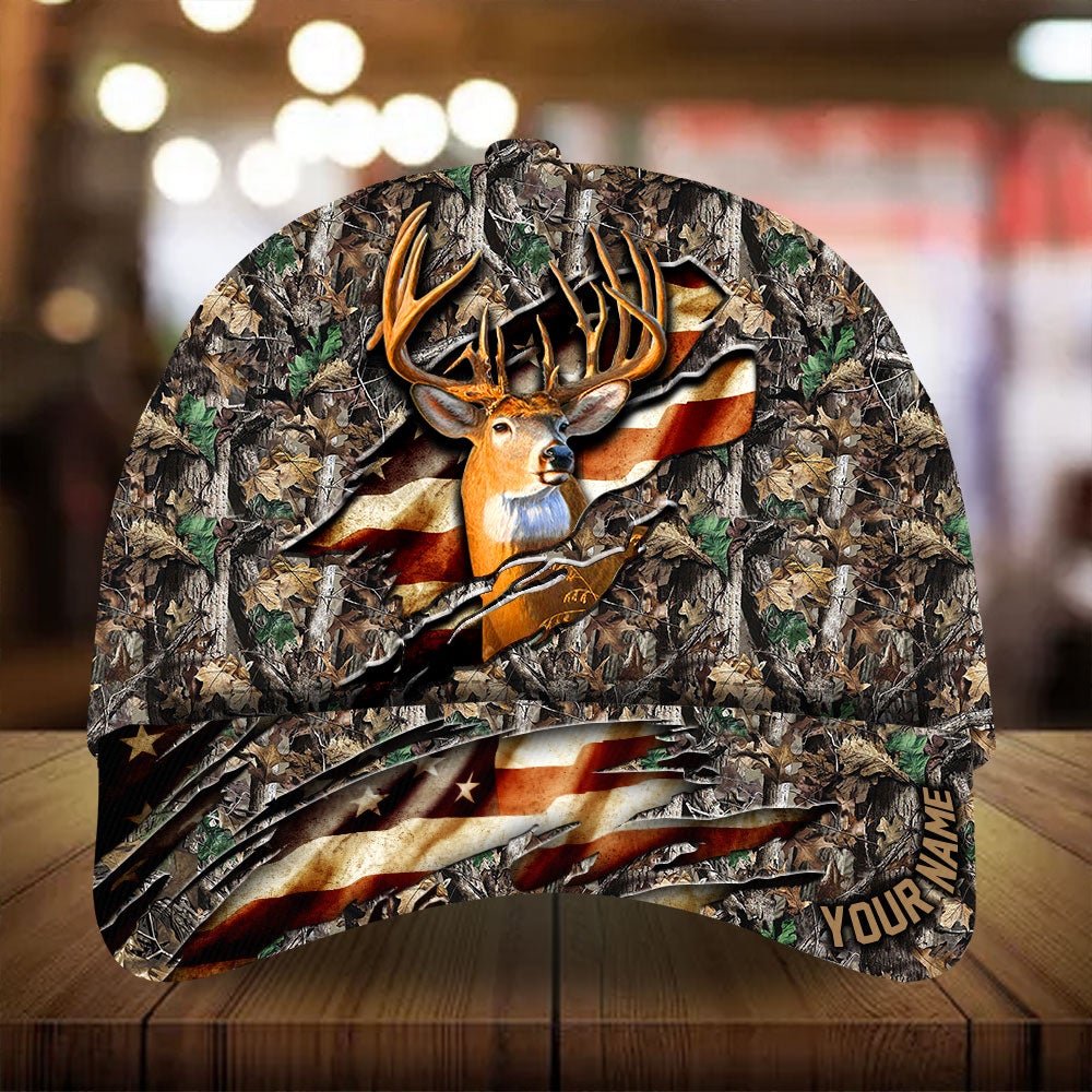 Eternity Cracked Flag Deer Hunting Personalized – Classic Cap