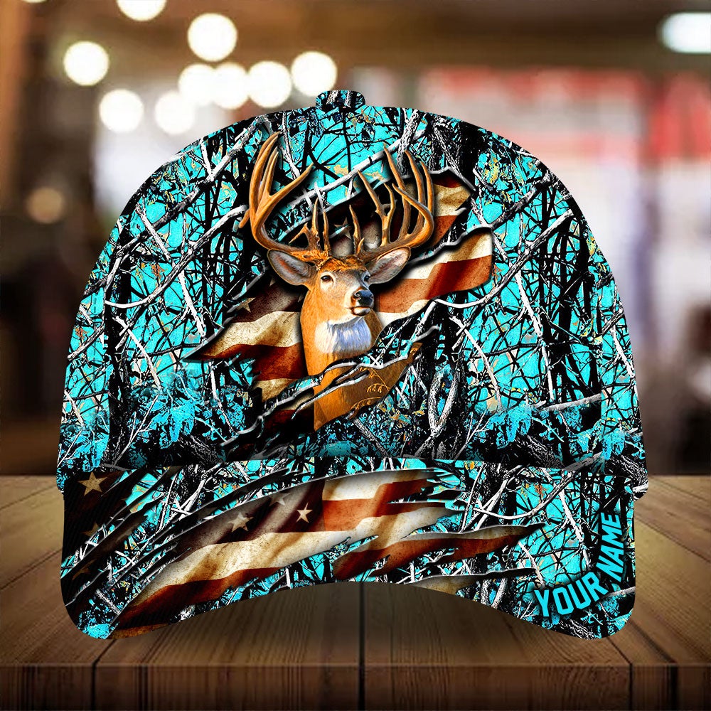 Eternity Cracked Flag Deer Hunting Personalized – Classic Cap