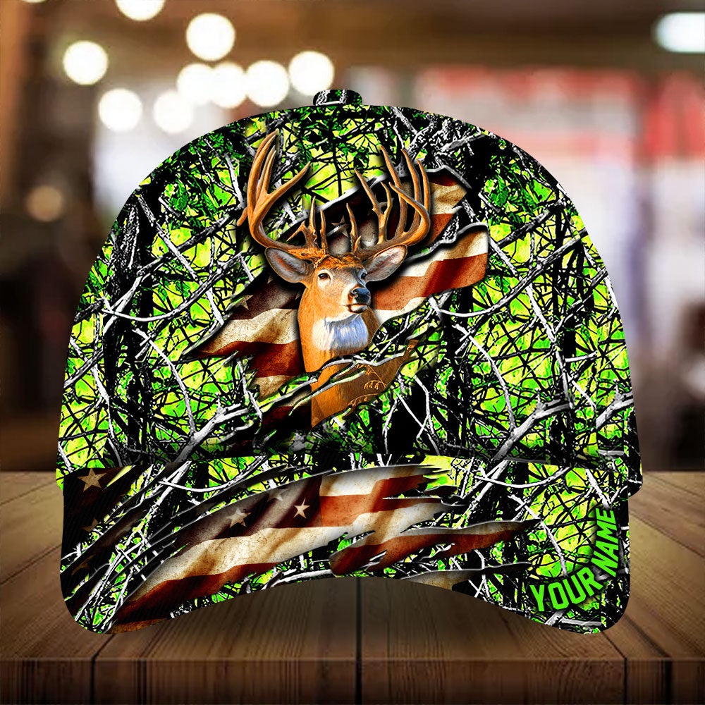 Eternity Cracked Flag Deer Hunting Personalized – Classic Cap