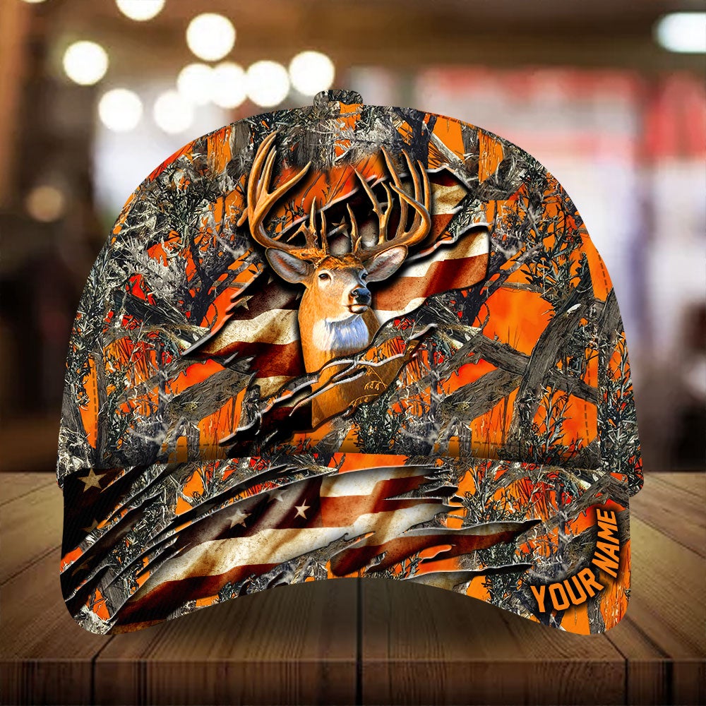 Eternity Cracked Flag Deer Hunting Personalized – Classic Cap