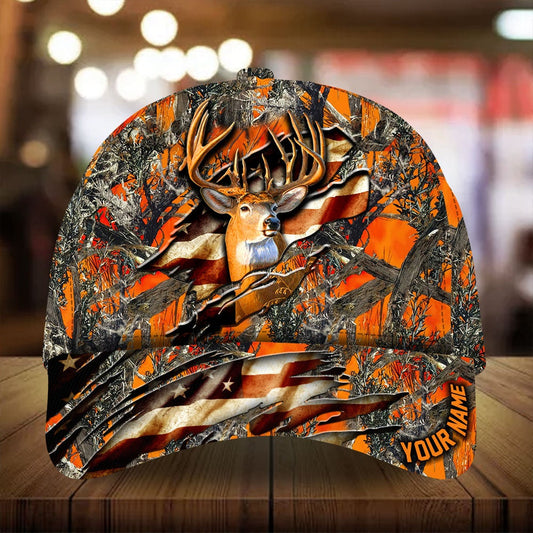 Eternity Cracked Flag Deer Hunting Personalized – Classic Cap
