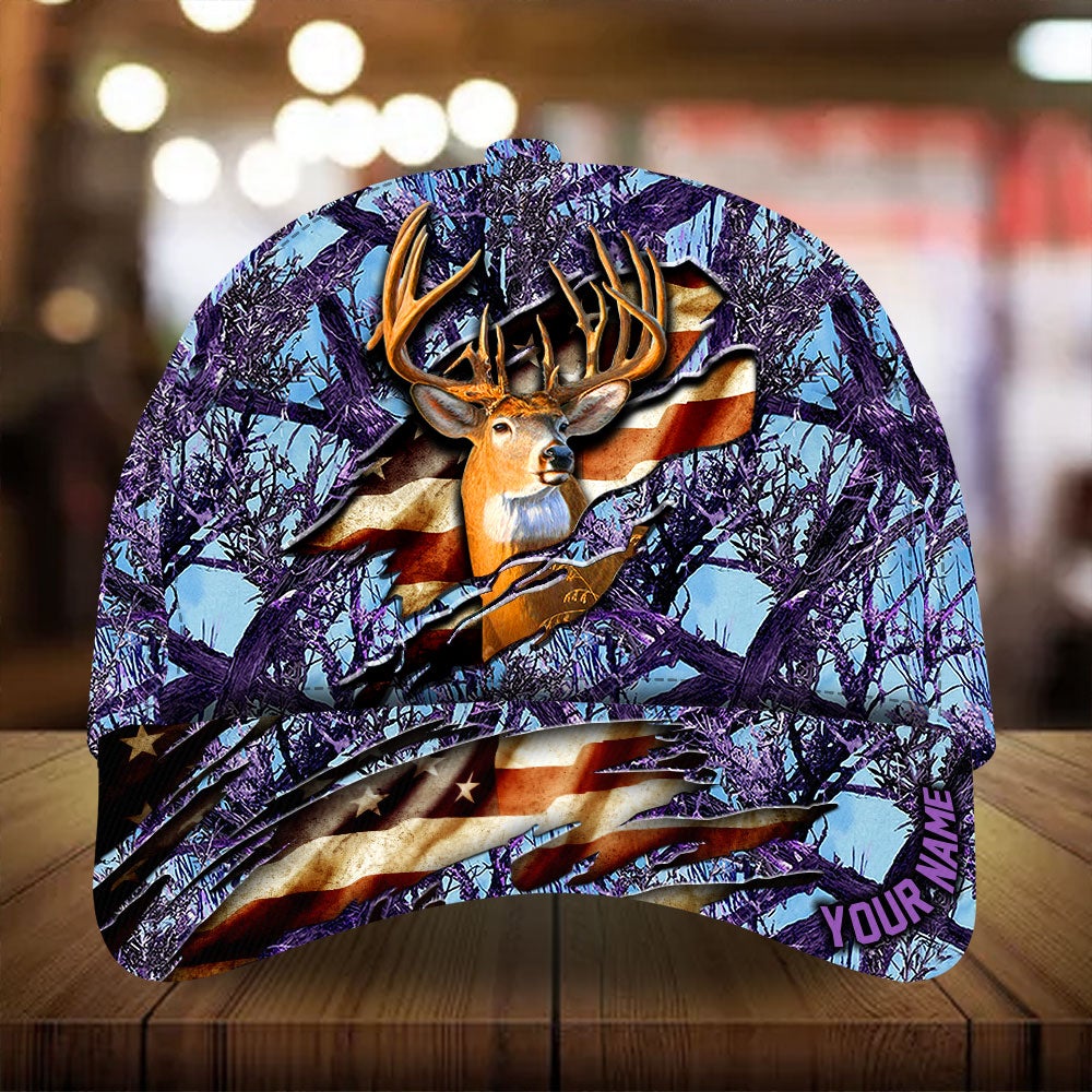 Eternity Cracked Flag Deer Hunting Personalized – Classic Cap