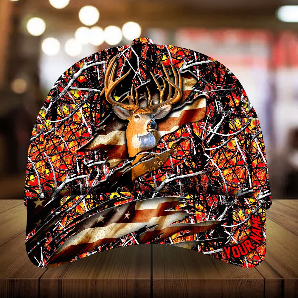 Eternity Cracked Flag Deer Hunting Personalized – Classic Cap