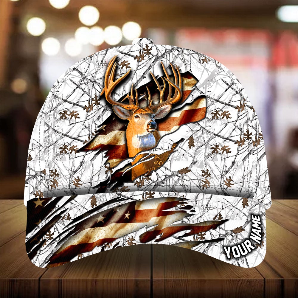 Eternity Cracked Flag Deer Hunting Personalized – Classic Cap