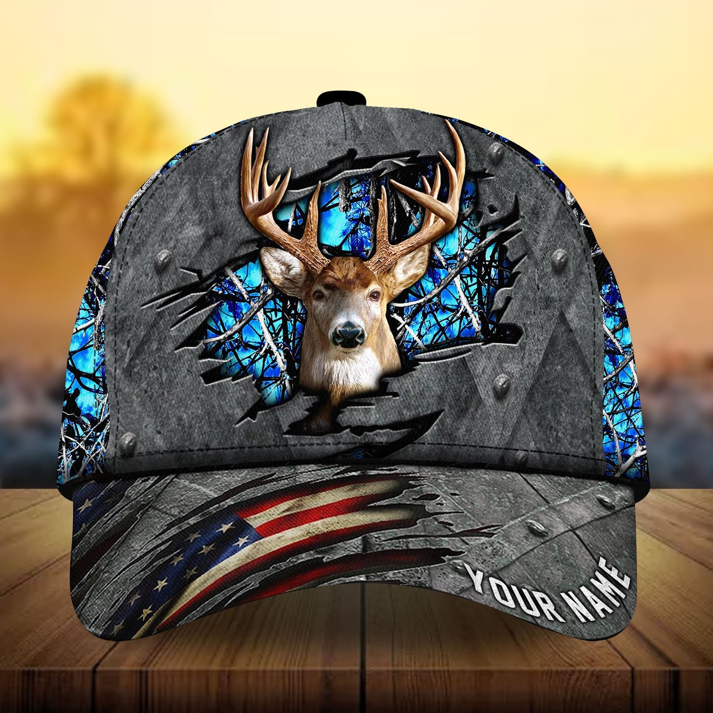 Premium American Flag Deer Hunting Personalized – Classic Cap