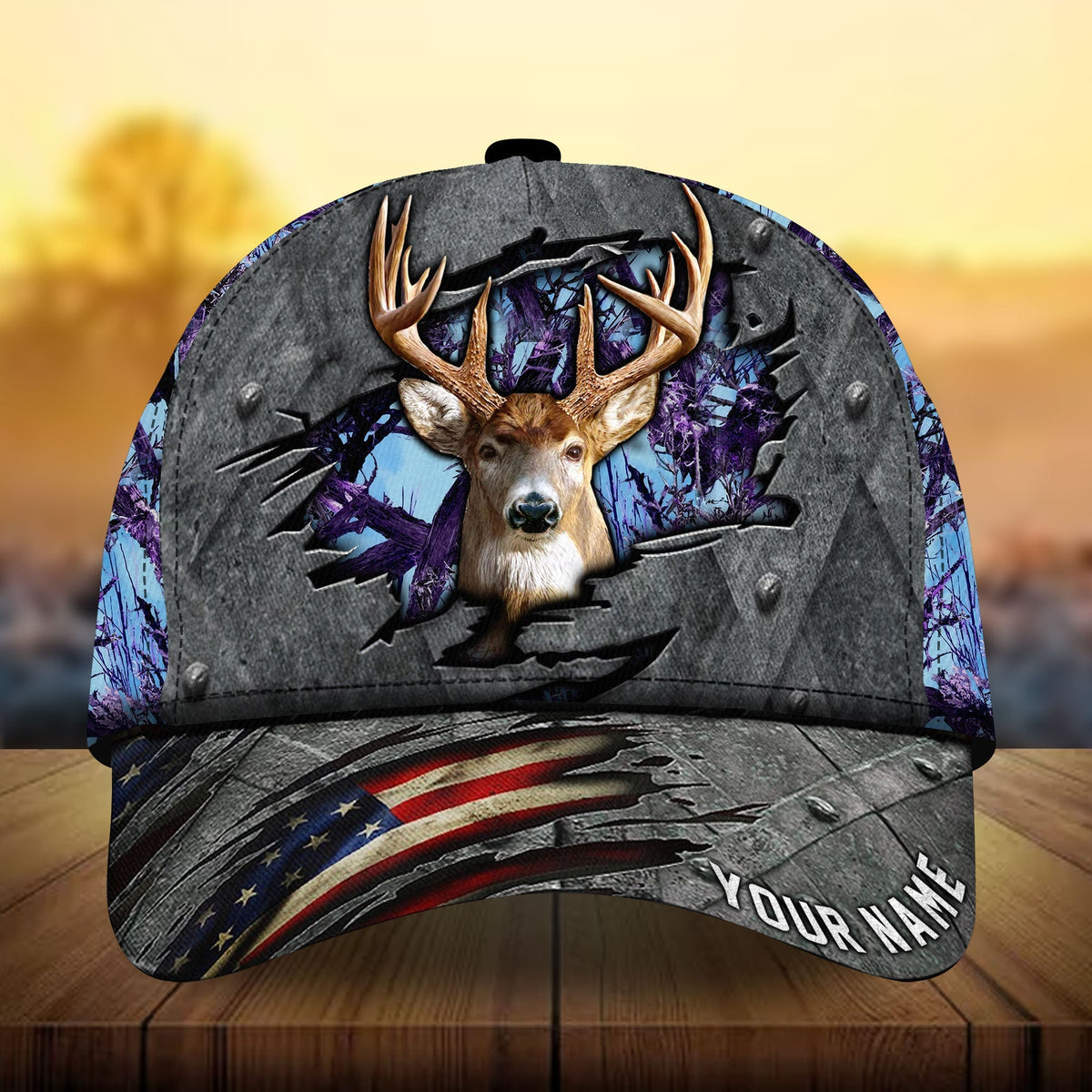 Premium American Flag Deer Hunting Personalized – Classic Cap